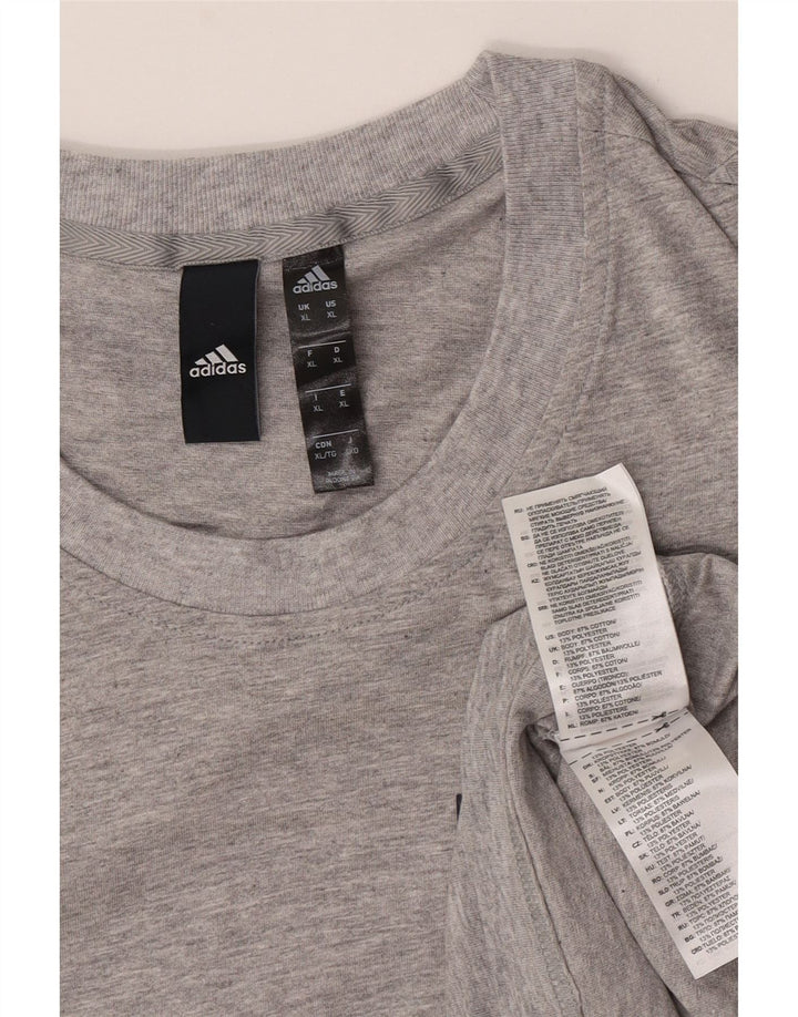 Adidas Herre T-Shirt Top XL Grå Flecked Bomuld