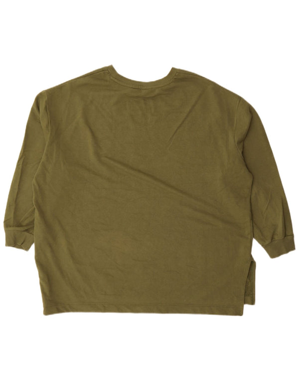 Marks & Spencer dame sweatshirt med 3/4 ærmer UK 20 2XL Khaki