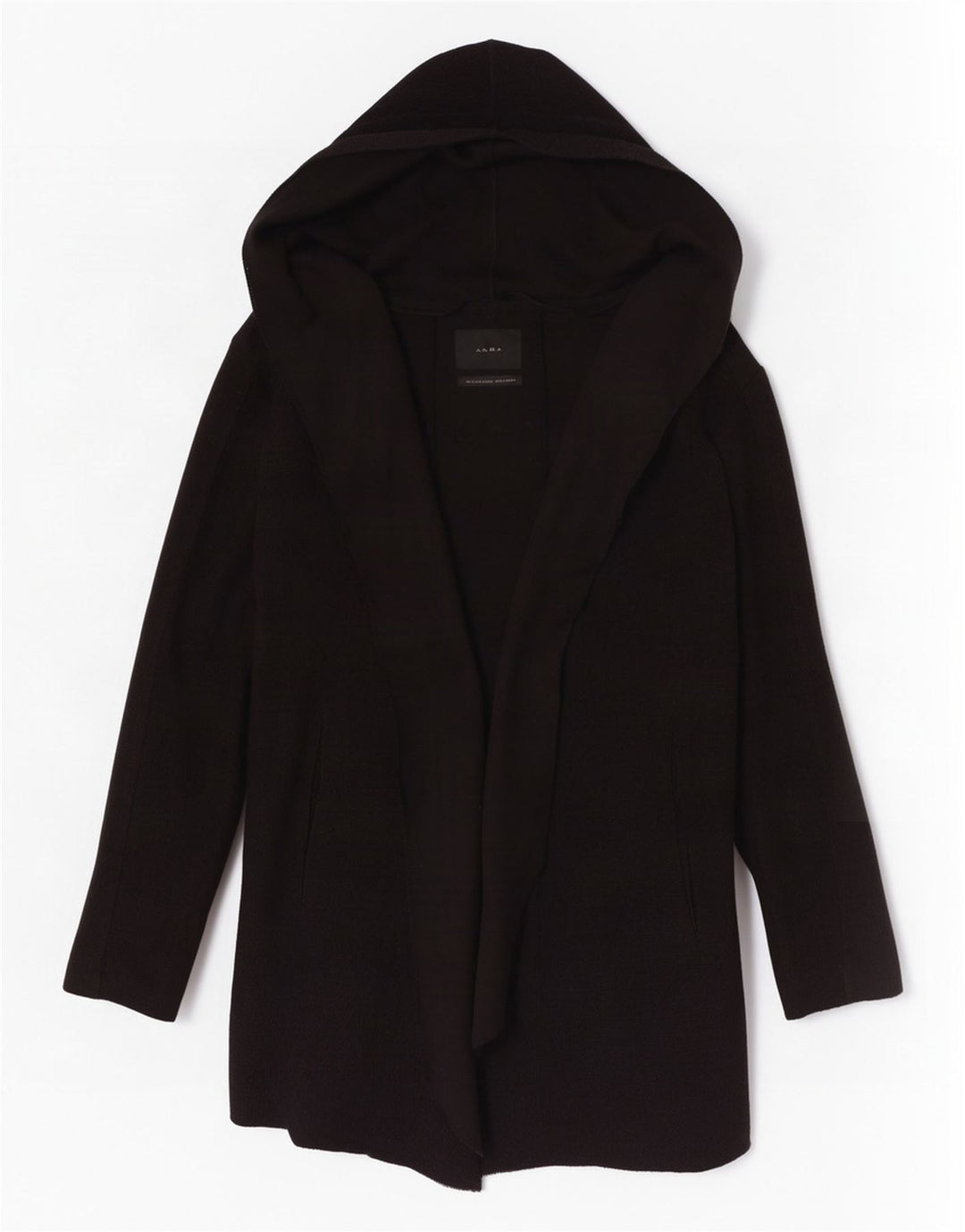 Zara Herre Longline Hooded Open Cardigan Sweater Medium Black