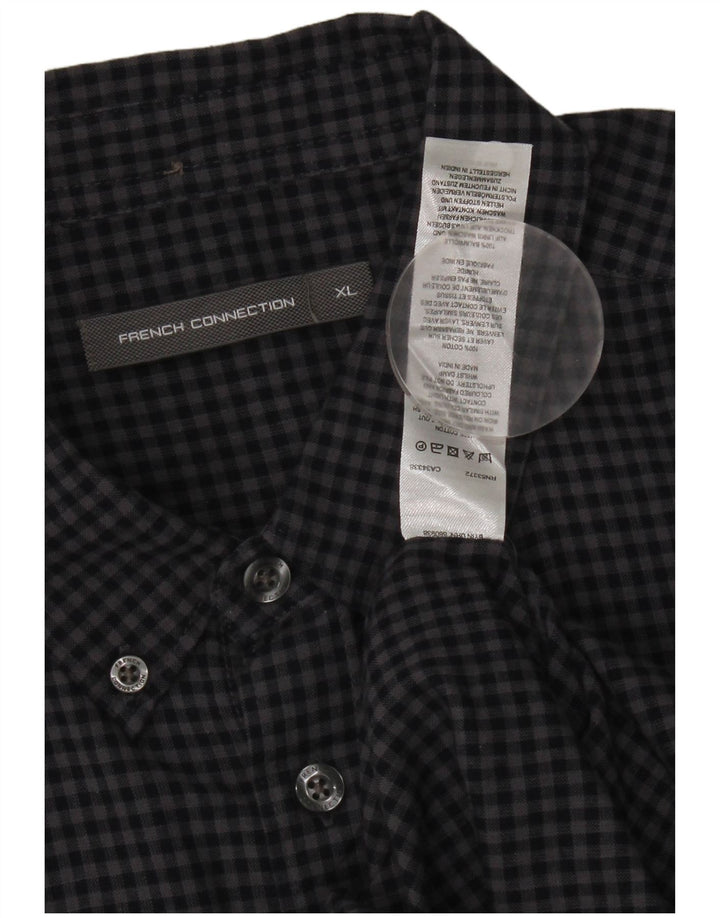 French Connection Herreskjorte XL Marineblå Gingham Cotton