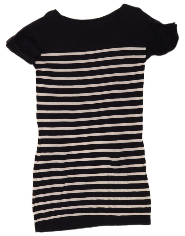 Massimo Dutti Dame T-Shirt Kjole UK 12 Mellem marineblå Stribet Bomuld