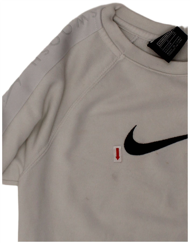 NIKE Boys Swoosh Standard Fit Sweatshirt Jumper 8-9 år Lille hvid