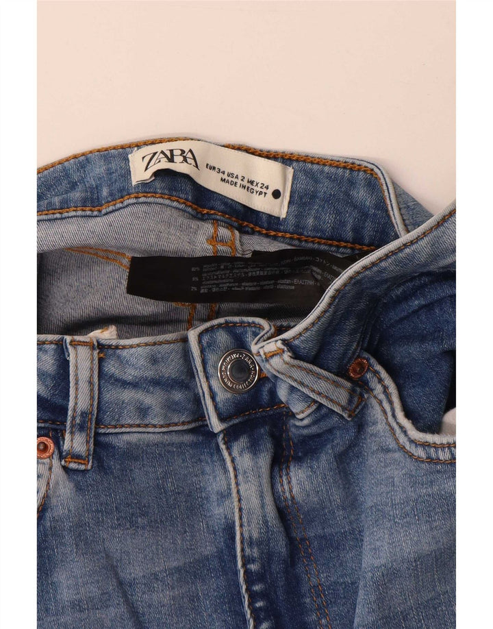 Zara Dame Flared Jeans EU 34 2XS W24 L33 Blå Bomuld