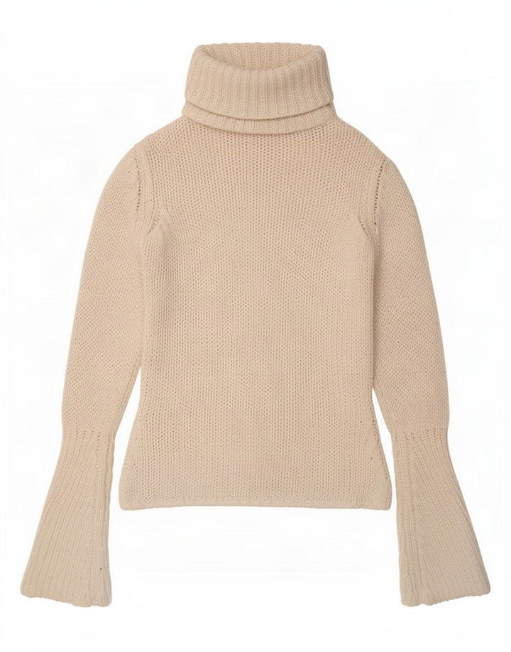 Zara Dame Rullehals Sweater UK 12 Medium Hvid Bomuld