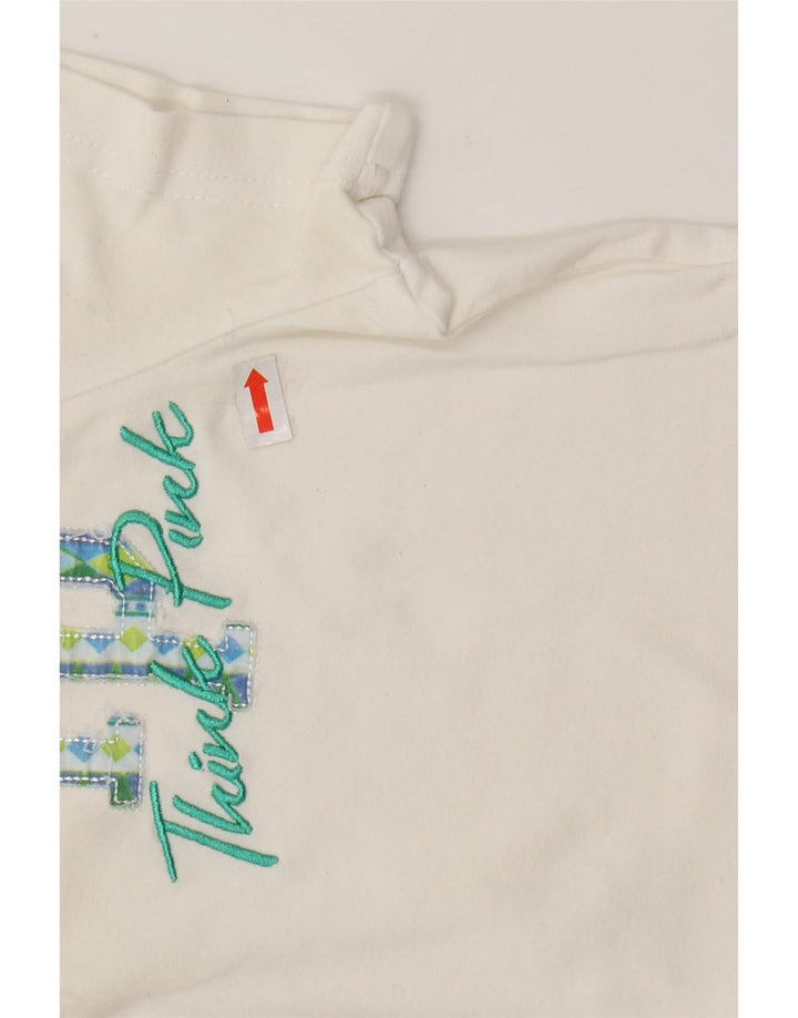 TÆNK PINK Grafisk poloshirt til kvinder UK 8 Lille hvid bomuld