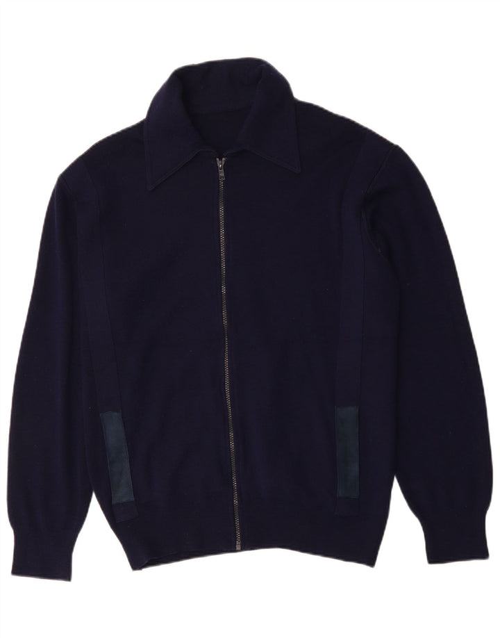 Vintage herre cardigan sweater Medium marineblå uld