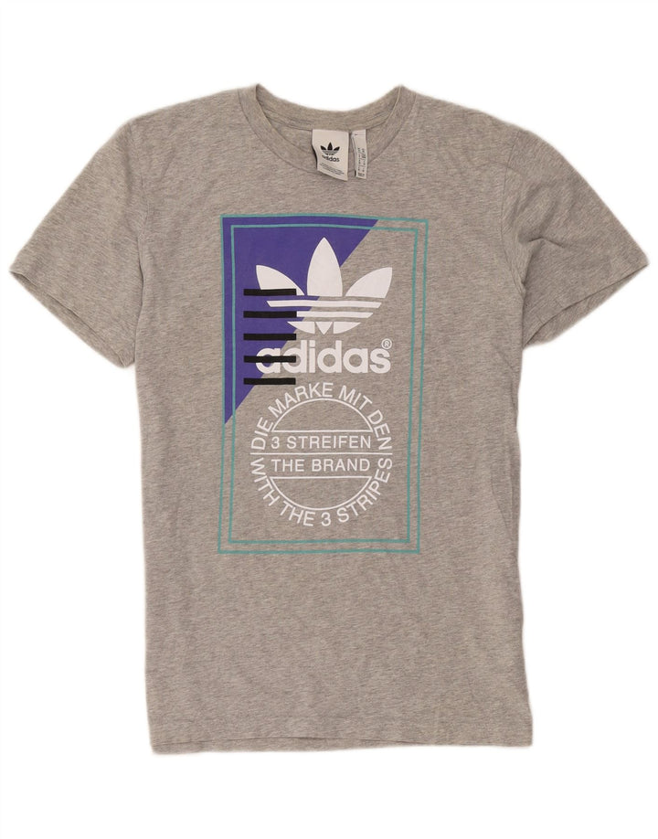 Adidas Herre grafisk T-shirt Top Medium Grey Flecked Bomuld