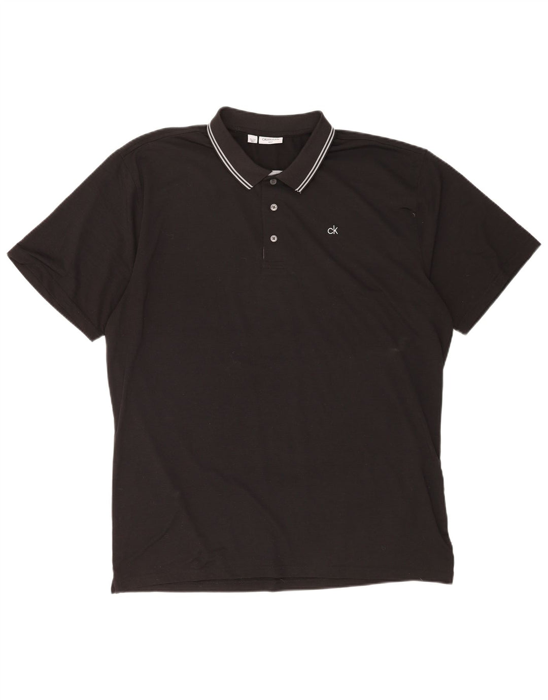 Calvin Klein Herre Polo Shirt 2XL Sort Stribet Polyester