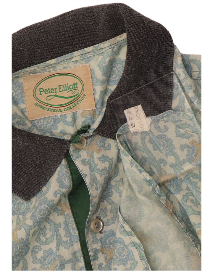 Peter Elliot Herre Kortærmet Pullover Shirt Medium Blue Floral Bomuld