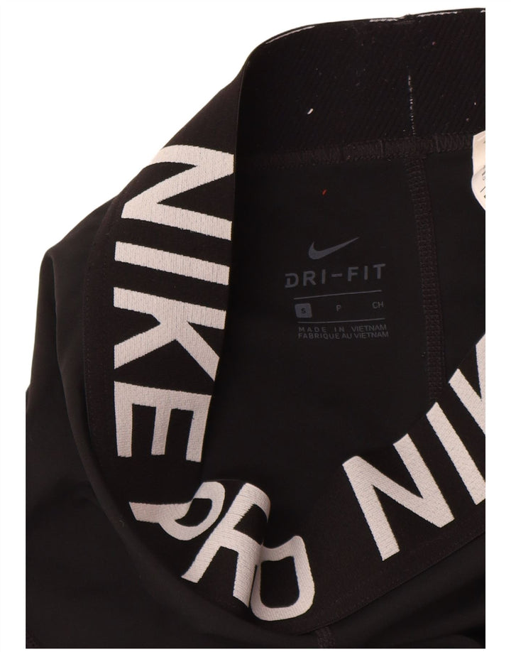 NIKE Dri Fit grafiske sportsshorts til kvinder UK 8 Small Black Polyester