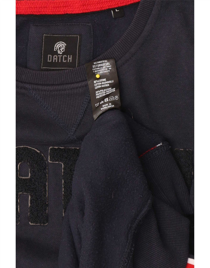Datch grafisk sweatshirt til mænd, stor marineblå bomuld