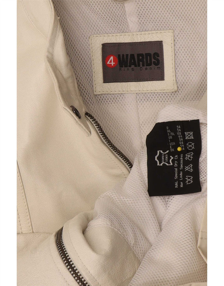Vintage oversize læderjakke til kvinder IT 44 Medium hvidt læder