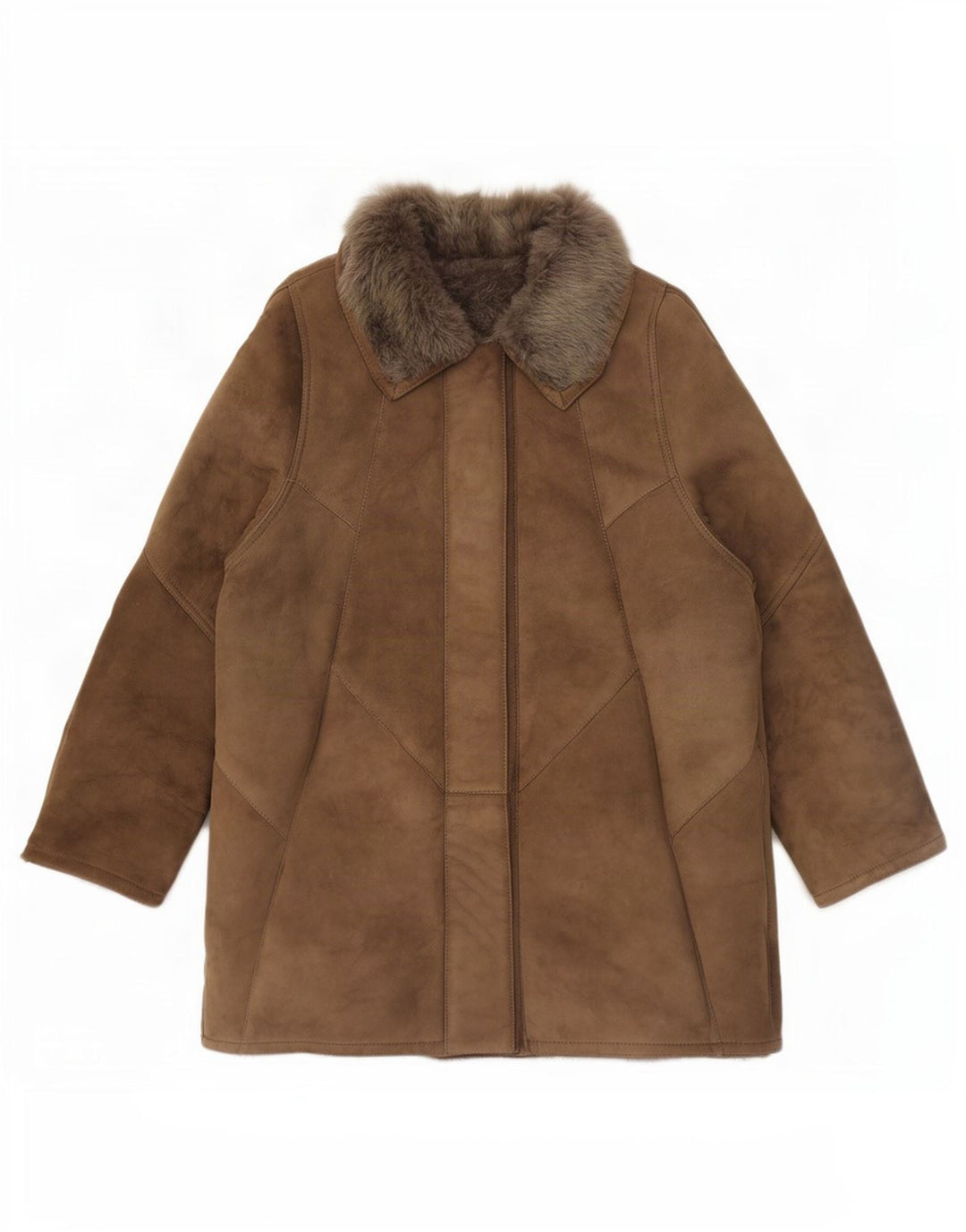 Vintage Shearling-jakke til kvinder EU 46 XL Brun