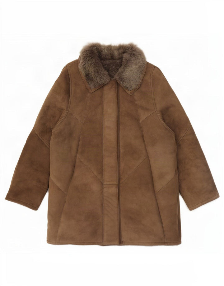 Vintage Shearling-jakke til kvinder EU 46 XL Brun