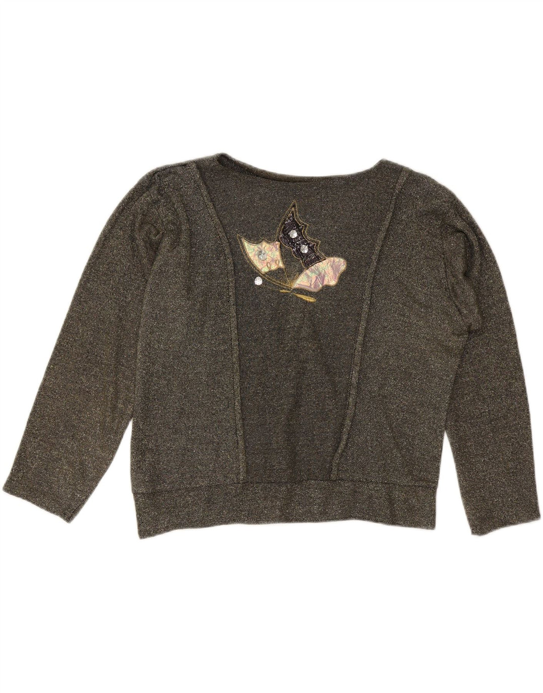 VINTAGE Dame Oversized Grafisk Sweatshirt Jumper UK 10 Lille Grå