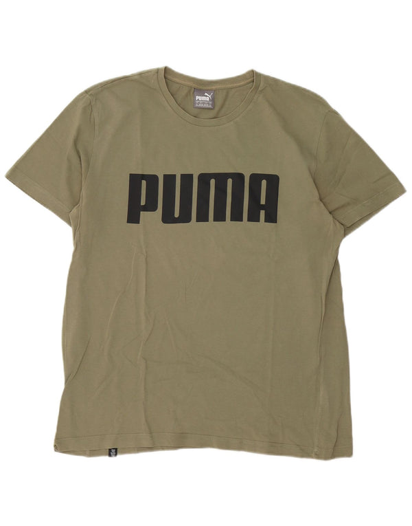 Puma Herre grafisk T-shirt Top Medium Khaki Bomuld