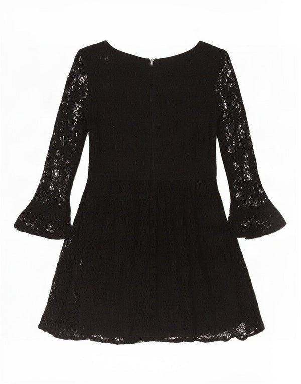Topshop Dame 3/4 ærmer A-Line Kjole UK 8 Small Black Floral Bomuld