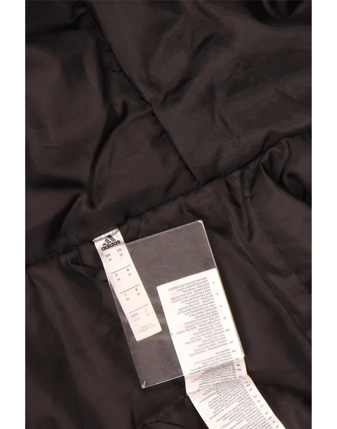 Adidas Herre hættepolstret frakke UK 38 Medium Black Polyester