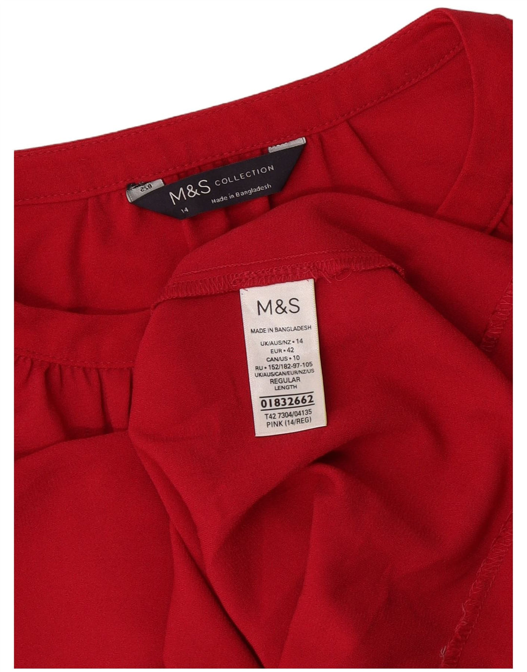 Marks & Spencer Dame 3/4-ærmet Shift Dress UK 14 Large Pink Polyester