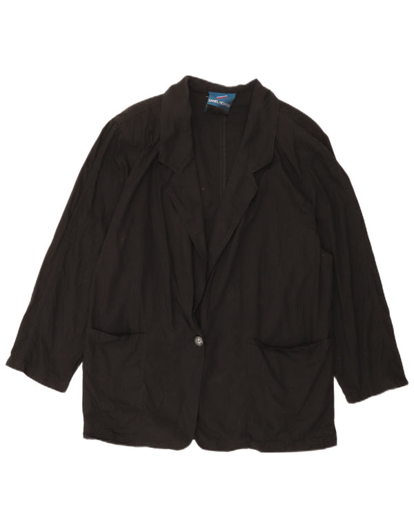 Daniel Hechter Dame 1 Knap Blazer Jakke IT 48 XL Sort Bomuld