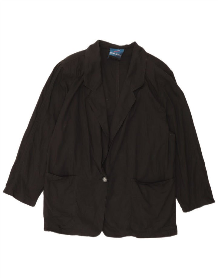 Daniel Hechter Dame 1 Knap Blazer Jakke IT 48 XL Sort Bomuld