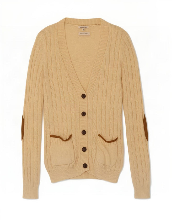 Massimo Dutti Dame Cardigan Sweater UK 14 Stor Beige Uld