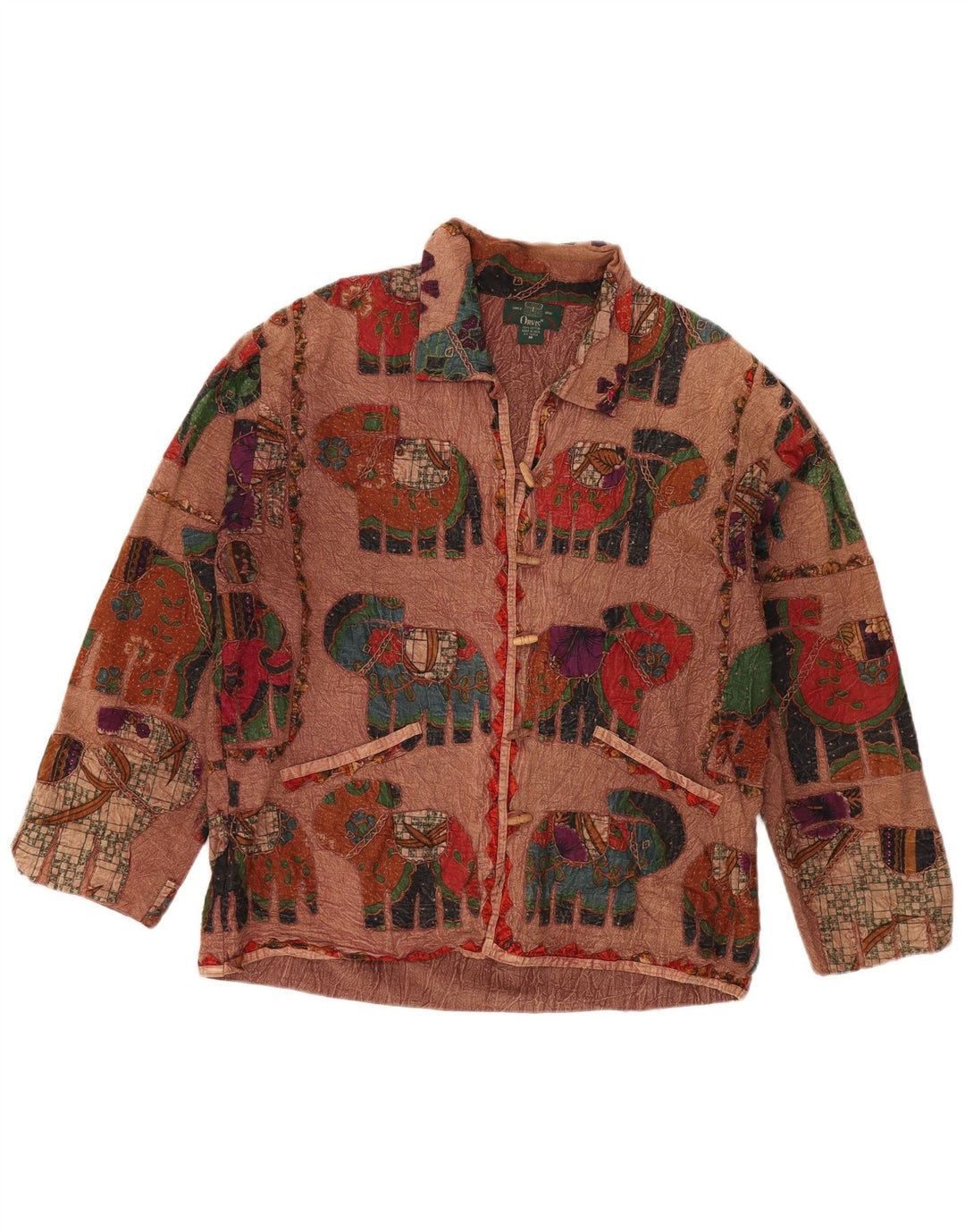 ORVIS Dame Oversized Duffle Jacket UK 14 Medium Brown Animal Print