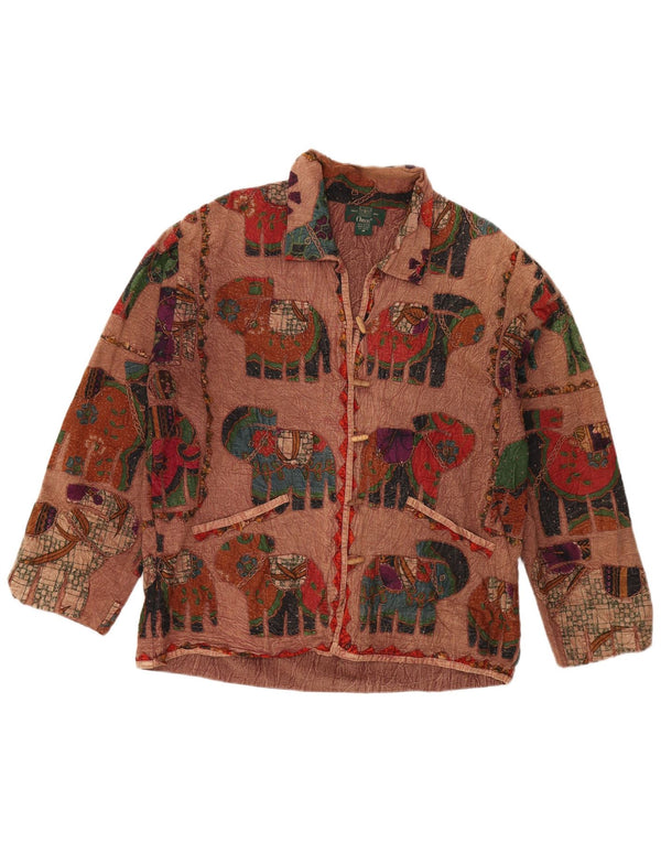 ORVIS Dame Oversized Duffle Jacket UK 14 Medium Brown Animal Print