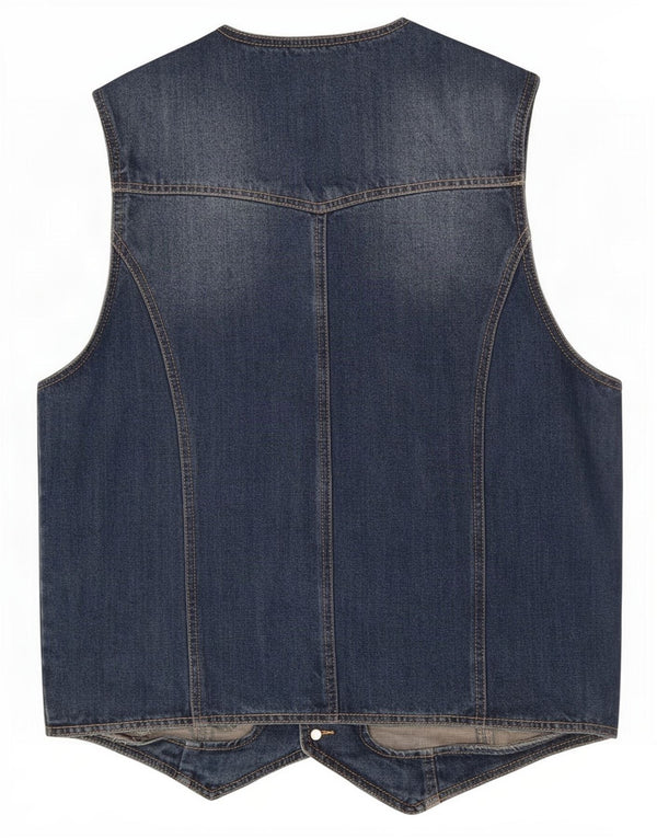 Vintage denimvest til mænd IT 52 Stor blå bomuld