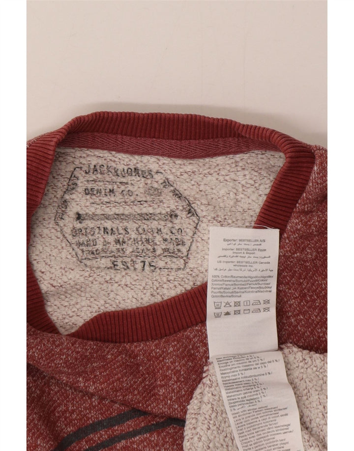 Jack & Jones Herre grafisk sweatshirt Jumper Medium Bourgogne Flecked Bomuld
