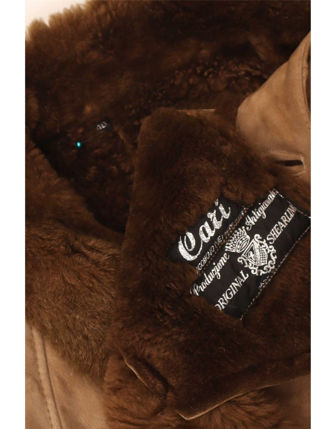 Vintage Shearling Overfrakke til mænd IT 48 Medium Beige