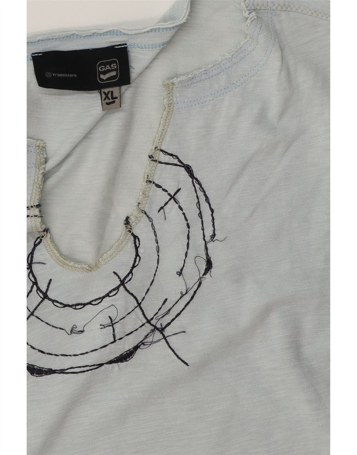 GAS Grafisk T-shirt top til mænd XL Blå Flecked