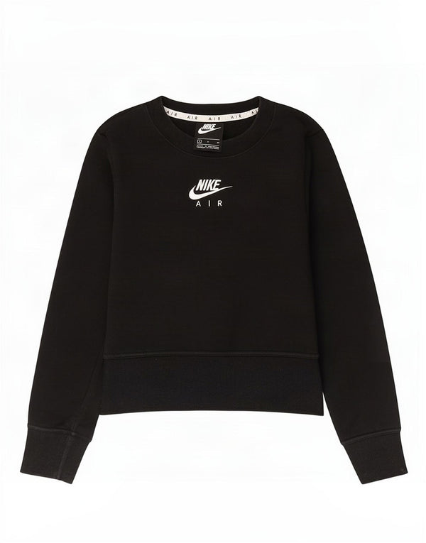 Nike Womens Crop Graphic Sweatshirt Jumper UK 10 Small Black Bomuld