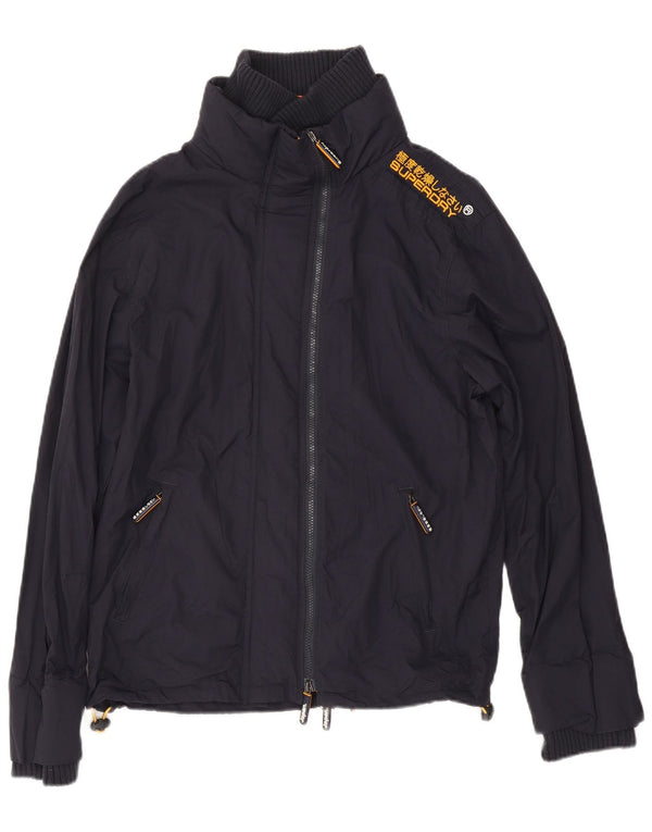 Superdry Windcheater grafisk regnjakke til mænd UK 42 XL marineblå nylon