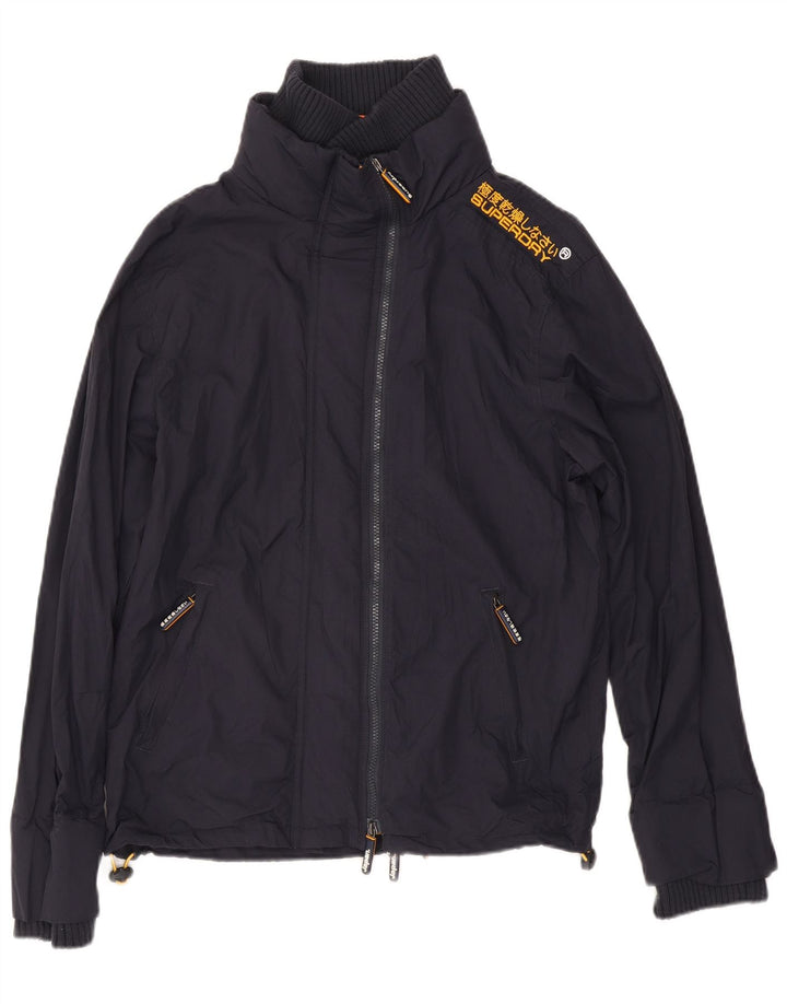 Superdry Windcheater grafisk regnjakke til mænd UK 42 XL marineblå nylon