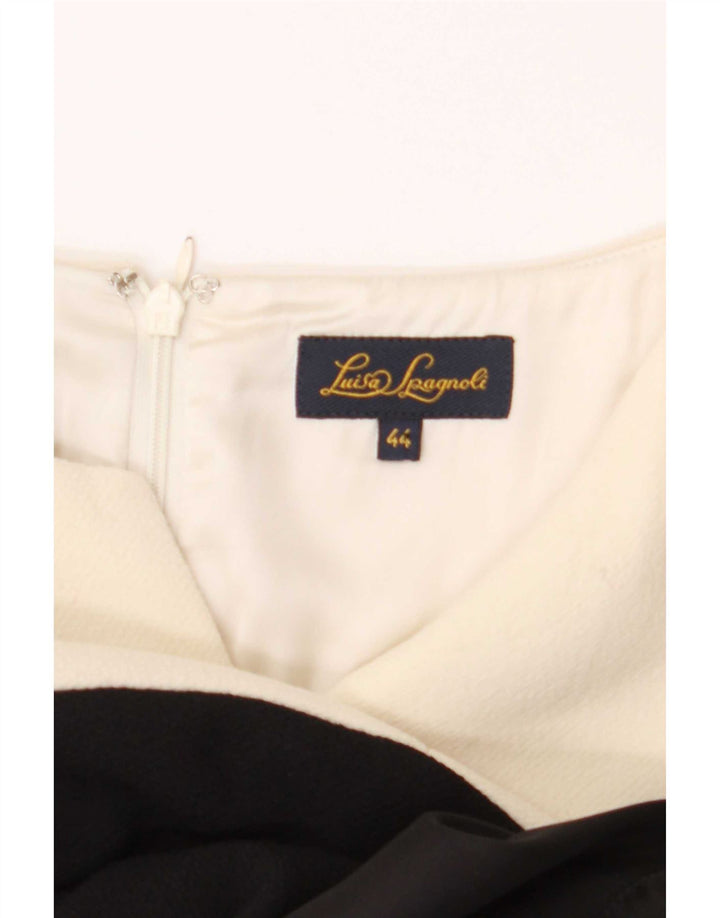 Luisa Spagnoli Dame Skede Kjole IT 44 Medium Hvid Colourblock Uld