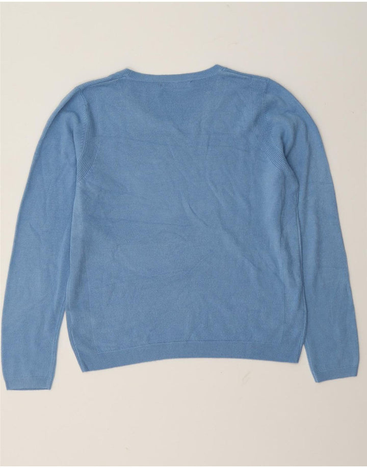 Marks & Spencer Dame Boat Neck Jumper Sweater UK 12 Medium Blue Acryl