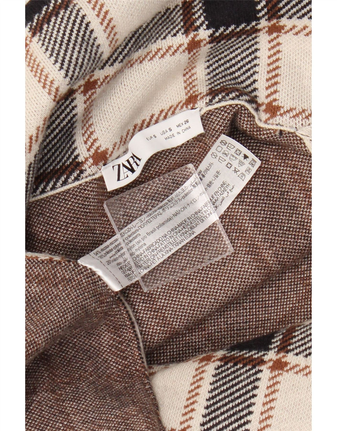 Zara Dame Dobbeltradet Frakke UK 10 Small Beige Ternet viskose