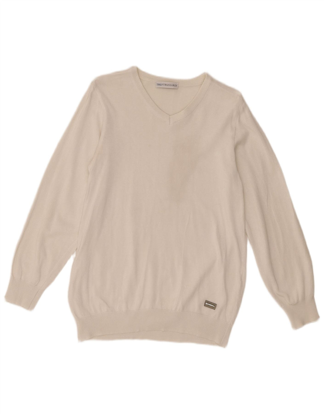 Trussardi Herre V-hals sweater XS Hvid