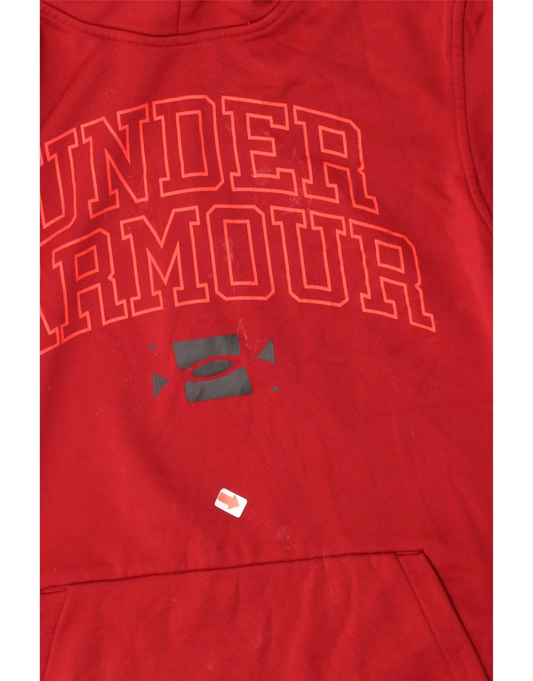 UNDER ARMOUR Mens Graphic Hoodie Jumper Small Red Polyester Vintage Under Armour and Second-Hand Under Armour from Messina Hembry 