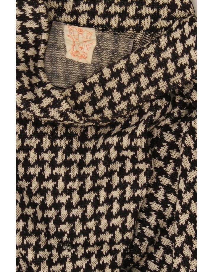 Vintage Dame Turtle Neck Jumper Sweater UK 12 Medium Black Houndstooth