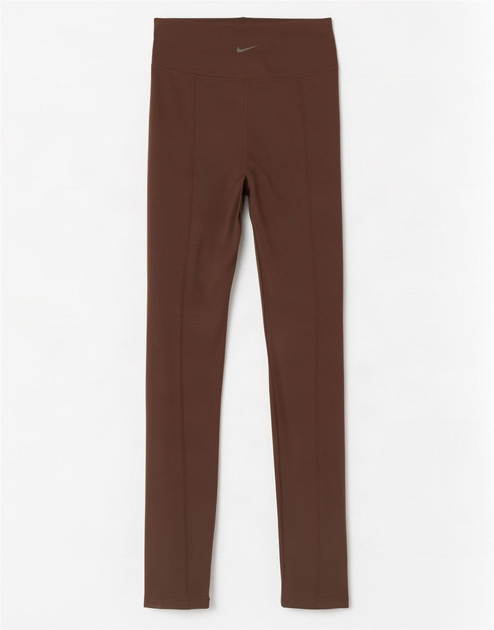 Nike Dame Dri Fit Leggings UK 12 Medium Brun Polyester