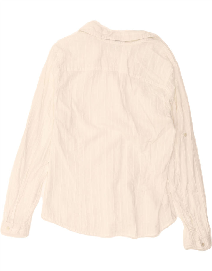 EDDIE BAUER Womens Shirt UK 16 Large White Pinstripe Cotton Vintage Eddie Bauer and Second-Hand Eddie Bauer from Messina Hembry 