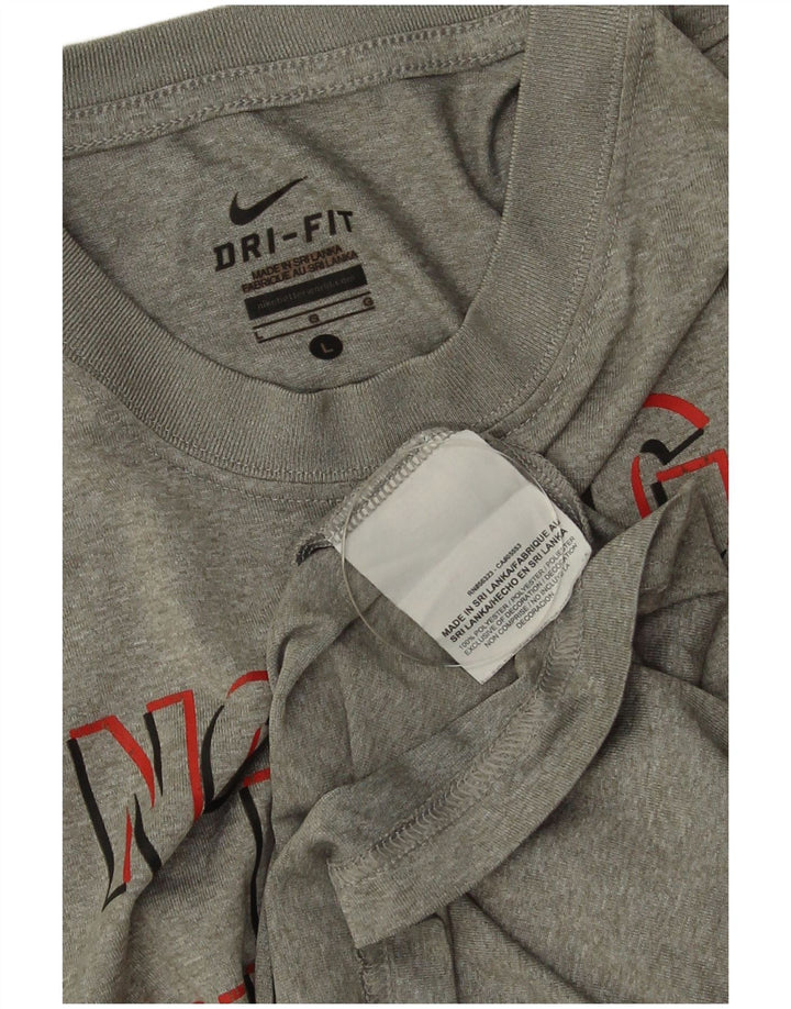 Nike Dame Dri Fit Grafisk T-Shirt Top UK 14 Stor grå flækket polyester
