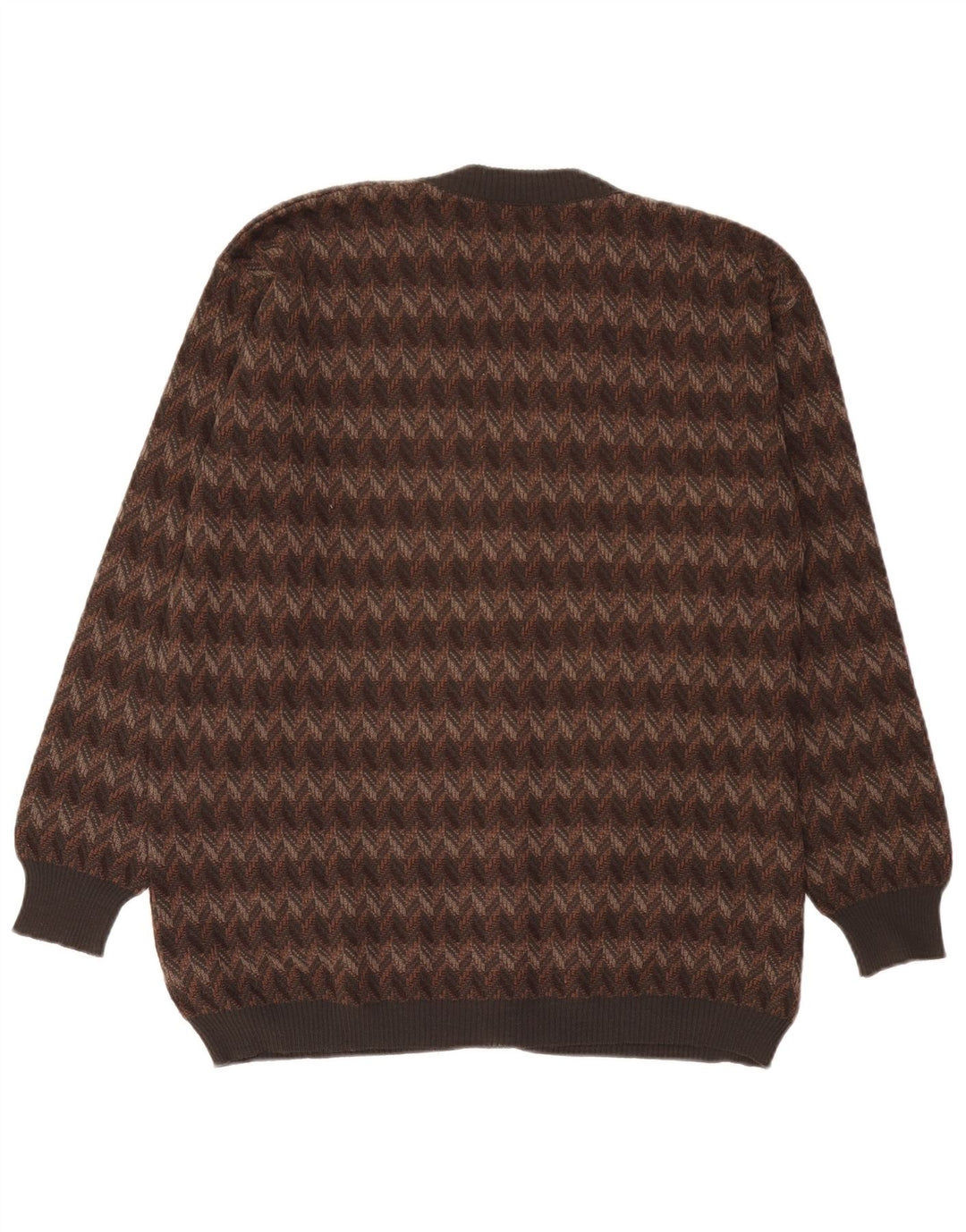 Bernardini Herre Cardigan Sweater Stor Brun Geometrisk