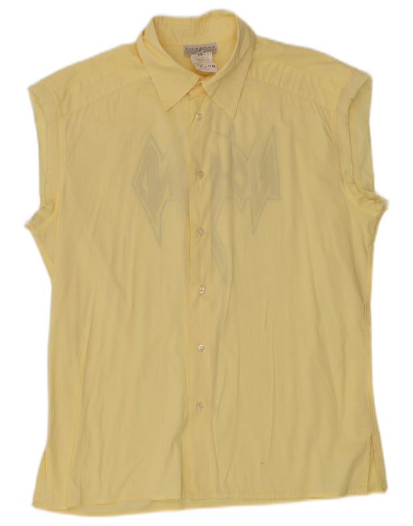 RICHMOND Womens Graphic Sleeveless Shirt UK 20 2XL Yellow Cotton