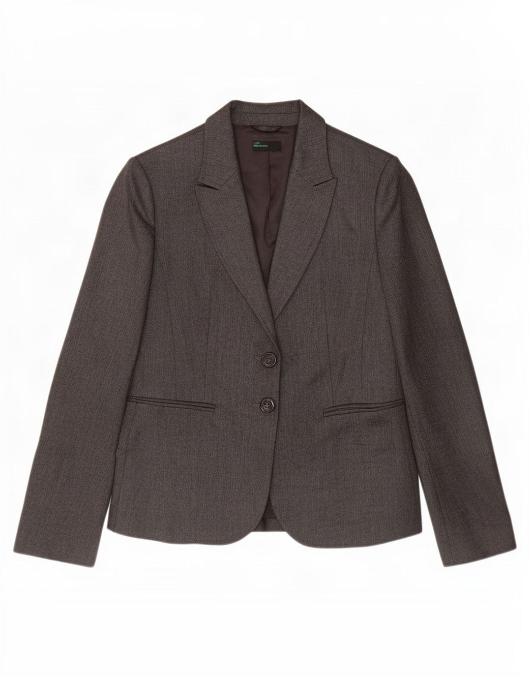 Benetton Dame 2 Button Blazer Jacket UK 10 Small Grey Herringbone