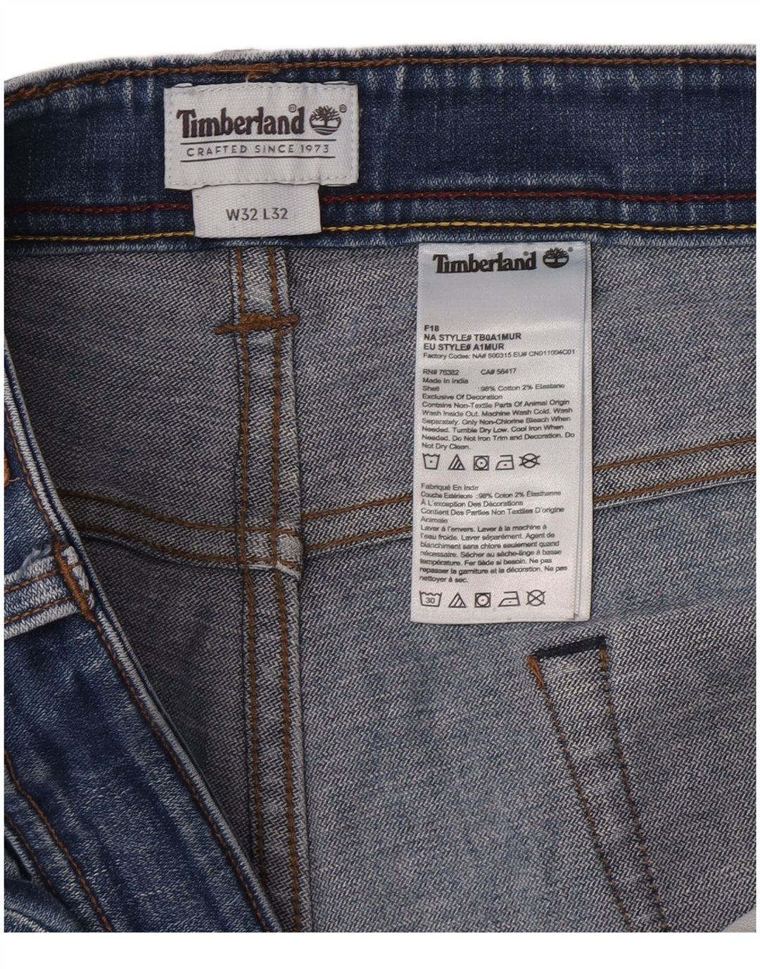 Timberland Herre Clark Straight Jeans W32 L32 Blå Bomuld