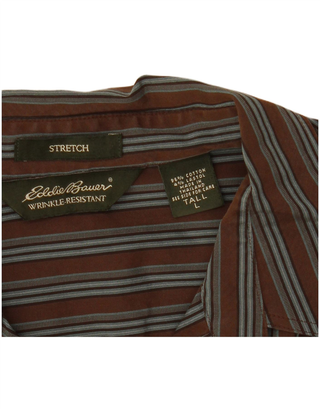 Eddie Bauer Kvinder høj skjorte UK 16 Stor brun stribet bomuld