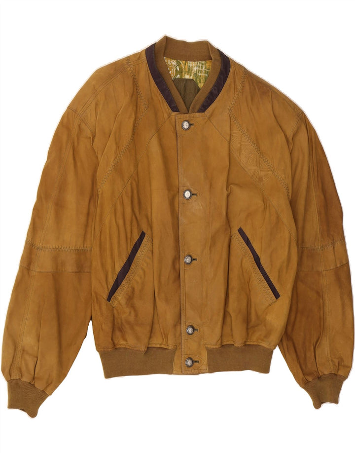 GIMO'S Mens Leather Jacket UK 42 XL Brown Leather Vintage Gimo's and Second-Hand Gimo's from Messina Hembry 